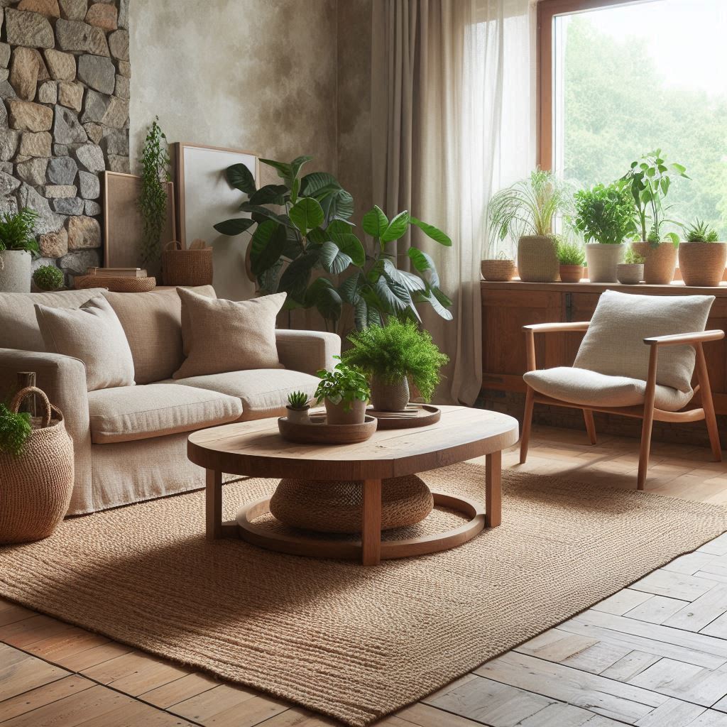 Incorporate natural materials like indoor plant or herbs to get a fresh airy living room