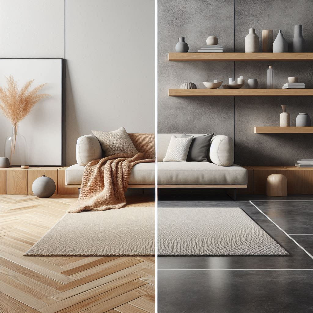 keep floor simple & elegant of a minimal living room