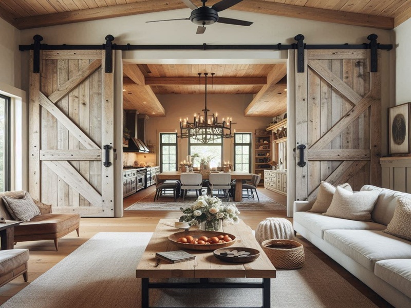 Use Barn Doors to Separate Your Living Room From Other Spaces